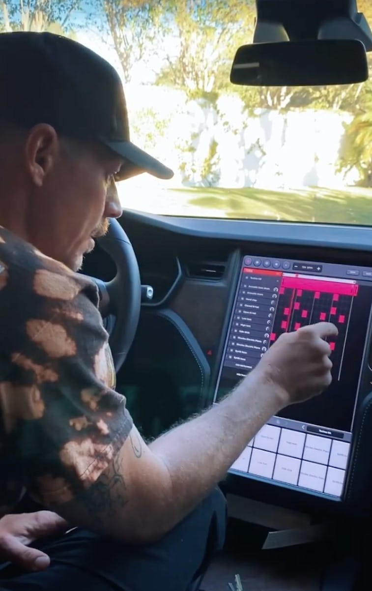 Screenshot of Diplo's Instagram reel showing off music track creation in a Tesla