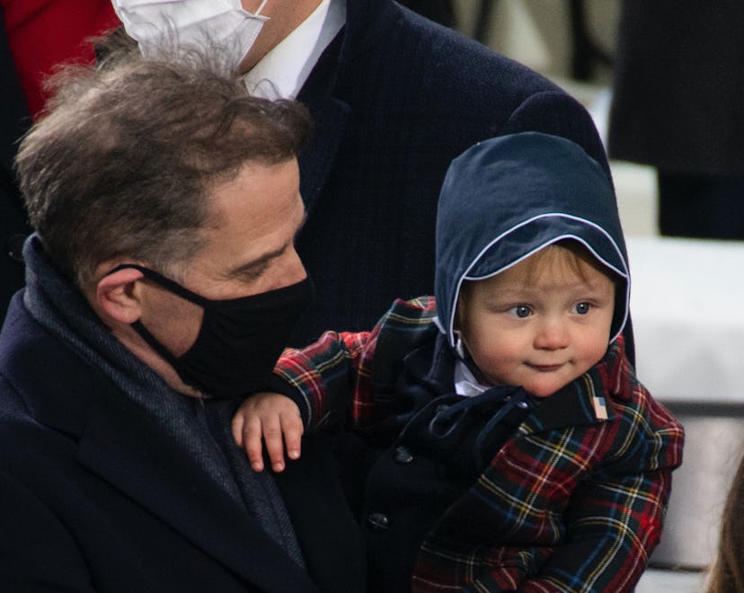 Baby Beau Biden in a bonnet at the 2021 inauguration