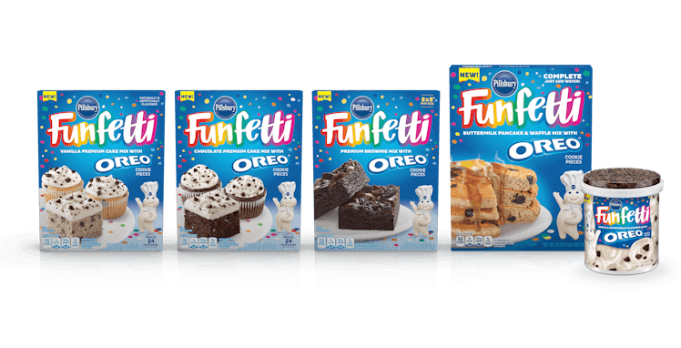 Pillsbury’s new Funfetti with Oreo baking line includes cakes, brownies, and more. 