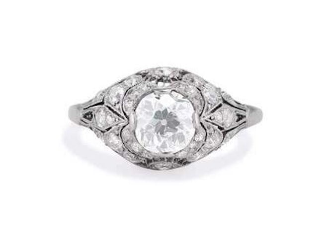 Belle Époque 1.04 Carat Old European Diamond & Platinum Bombé Engagement Ring