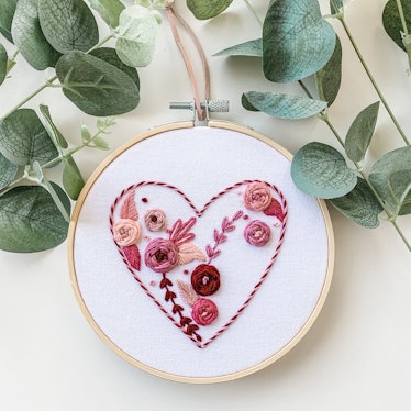 Blooming Heart Valentine's Hand Embroidery Pattern