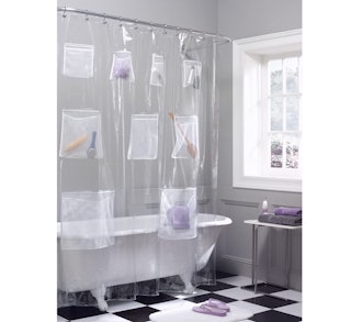 Maytex Shower Curtain with Mesh Pockets