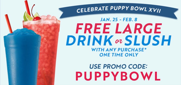 Sonic's Puppy Bowl 2021 deal features a free drink.