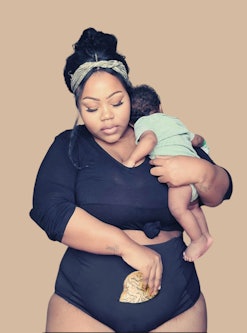 postpartum woman with baby