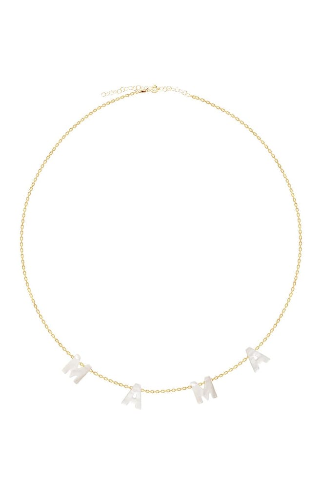 Gab + Cos Designs 14K Gold Plated Mother of Pearl Mama Necklace