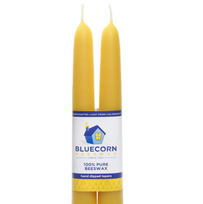 Bluecorn Beeswax 100% Pure Beeswax Tapers (2-Pack)