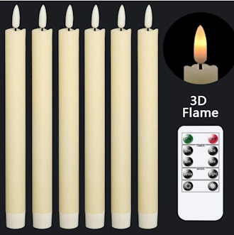 GenSwin Flameless Ivory Taper Candles (6-Pack)