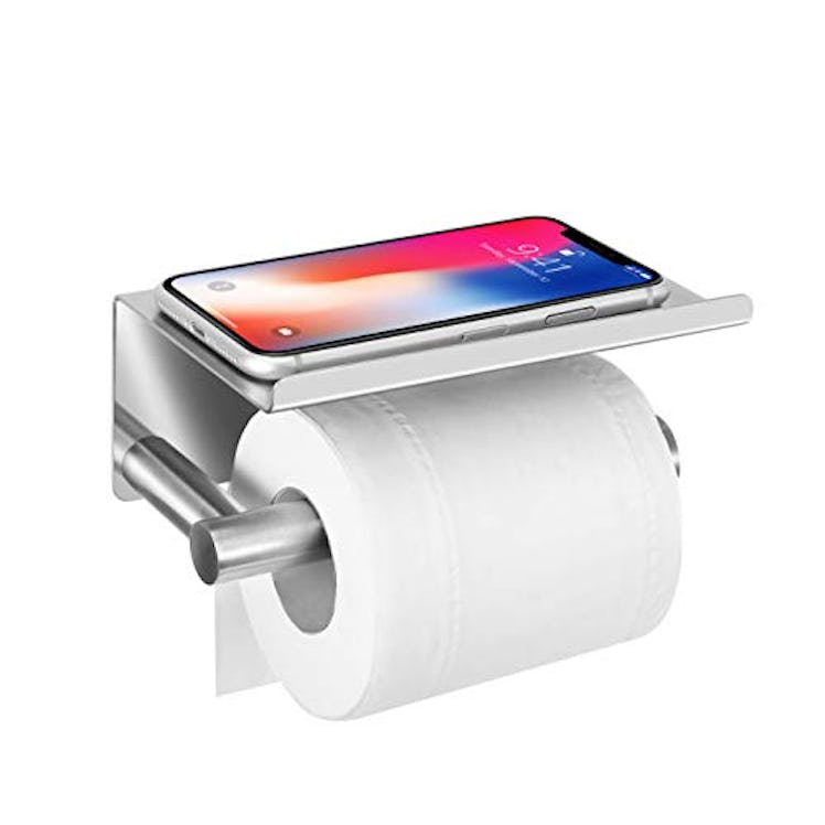 UgBaBa Toilet Paper Holder with Anti-Drop Larger Phone Shelf