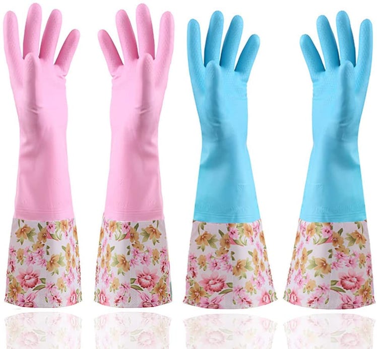 KINGFINGER Rubber Latex Waterproof Dishwashing Gloves (2 Pairs)