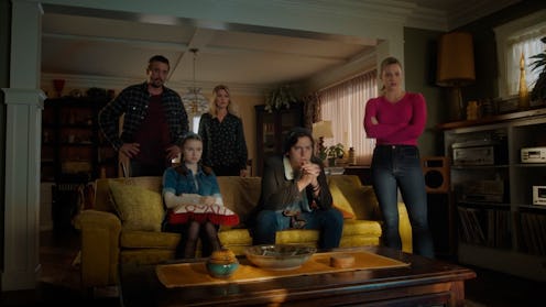 Jughead, Betty, Jellybean, FP, and Alice watch a tape from the Auteur on 'Riverdale'