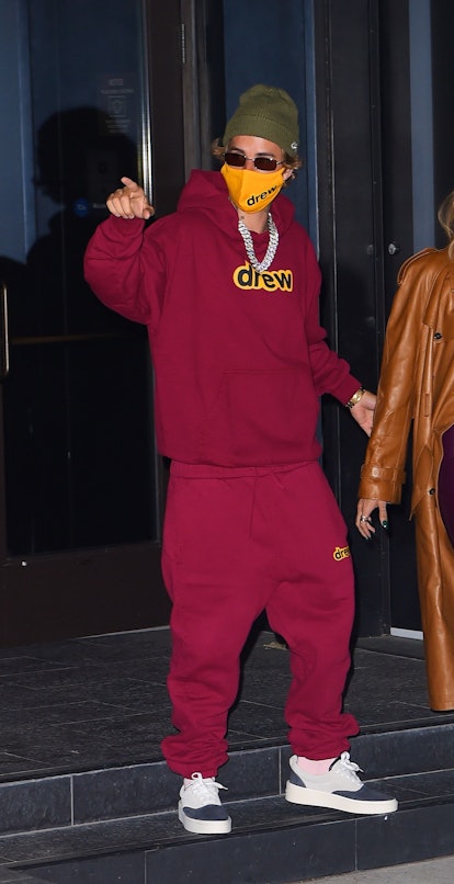 Justin BIeber going out for dinner in NoHo on October 15, 2020 in New York City. 