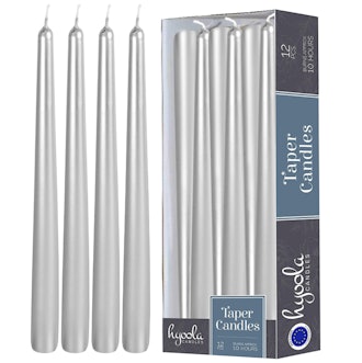 Hyoola Metallic Taper Candles (12-Pack)