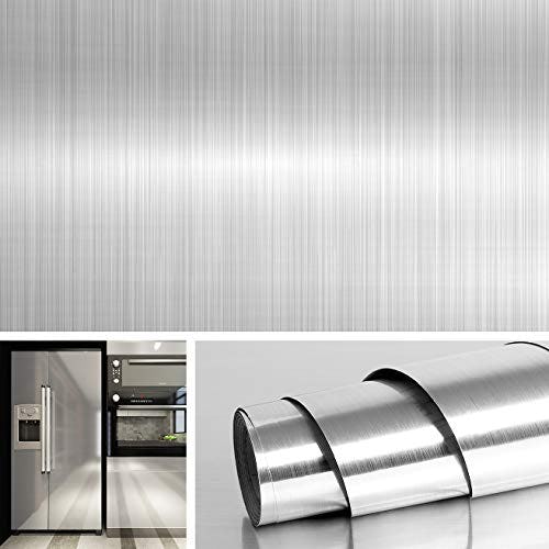 	 Livelynine Brushed Nickel Vinyl Peel and Stick Wallpaper