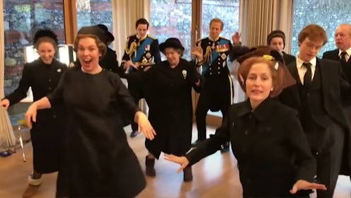 Cast of 'The Crown' dancing to Lizzo. Photo via NBC