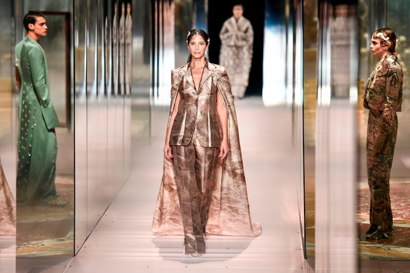 Christy Turlington walks in Fendi's Spring/Summer 2021 Couture Show presented by Kim Jones.