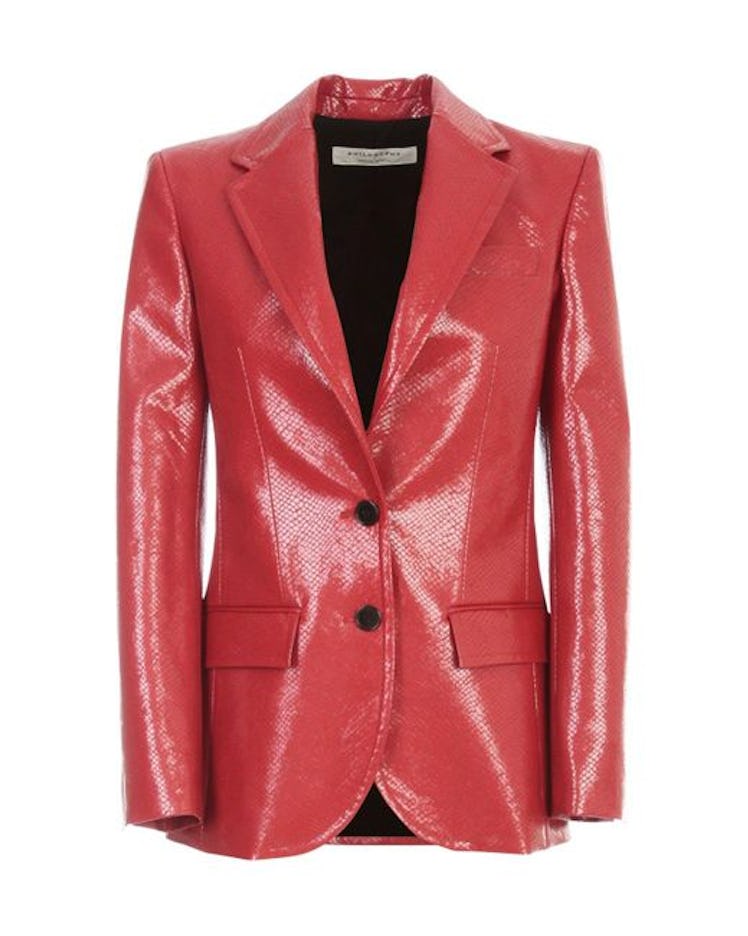 Red Faux-leather Blazer