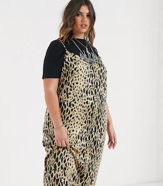 ASOS Curve midi cami slip dress in leopard print