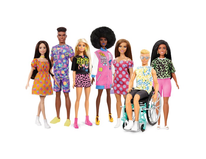 Diverse Barbies include Ken in a wheelchair