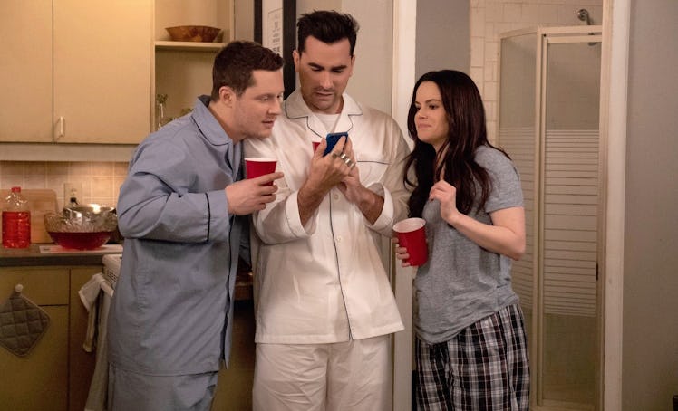 Patrick, David, and Stevie in 'Schitt's Creek'