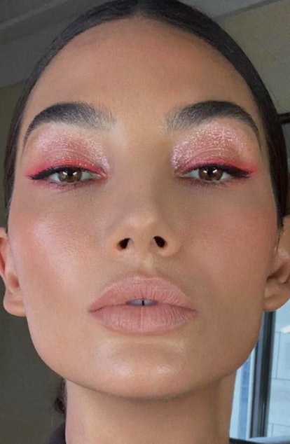 Lily Aldridge's bright eyeliner is a great example of subtle color.