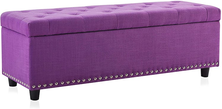 BELLEZE Rectangular Faux-Leather Storage Ottoman Bench