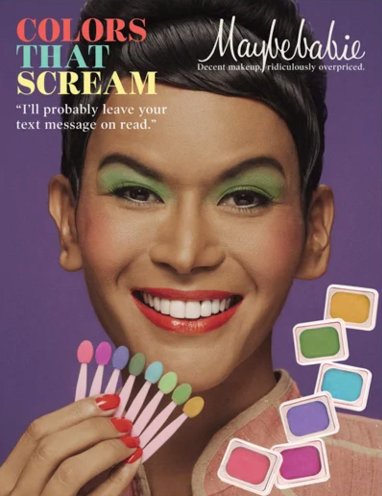 Smiling model in a revamped ad for Prim 'N Poppin' series