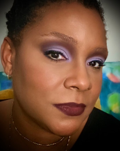 This lavender makeup from Fatima Thomas is an easy approach to color.