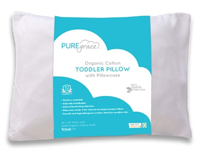 Organic Cotton Toddler Pillow with Pillowcase by PUREgrace (14 x 19 inches)