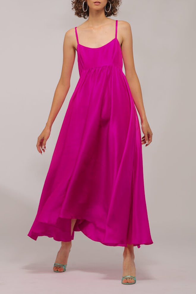 Rachel Raw Silk Magenta Dress