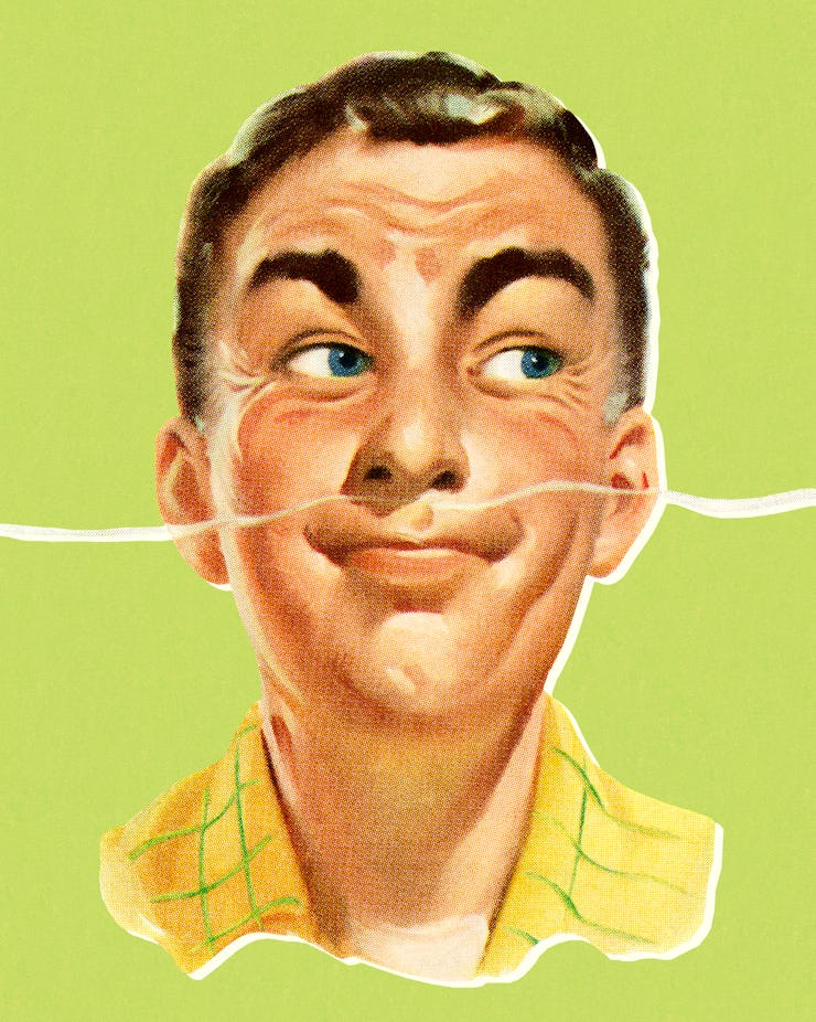 Man smelling a pleasant odor.