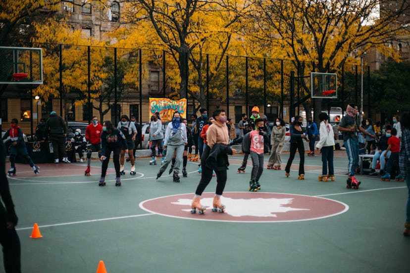 Butter Roll members roller skate at one of the community events.