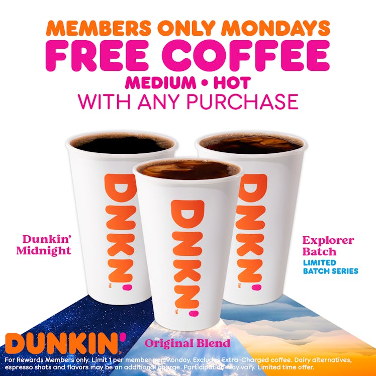 Dunkin's February 2021 Free Coffee Monday deal is a total pick-me-up.