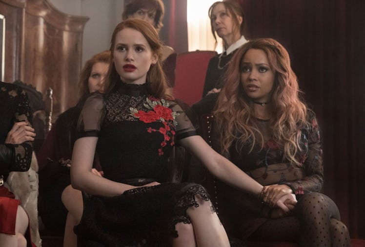Madelaine Petsch and Vanessa Morgan as Cheryl and Toni in Riverdale.