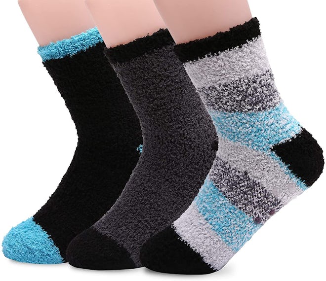 HELN Super Soft Microfiber Slipper Socks (3-Pairs)