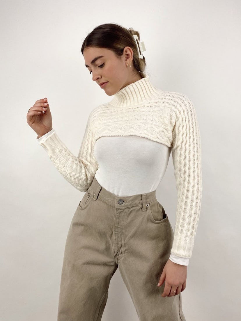 City Escape Cropped Cable Knit Sweater