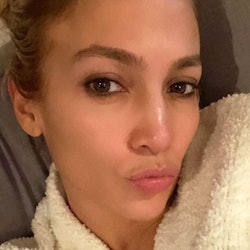 Jennifer Lopez's skin care routine: cleanser, serum, and night cream.
