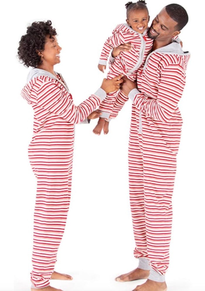 family in valentine's pajamas