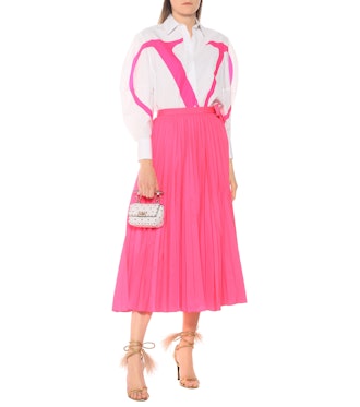 Valentino Pleated Jersey Midi Skirt