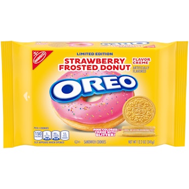 Oreo’s new Strawberry Frosted Donut flavor features two different flavored cremes.