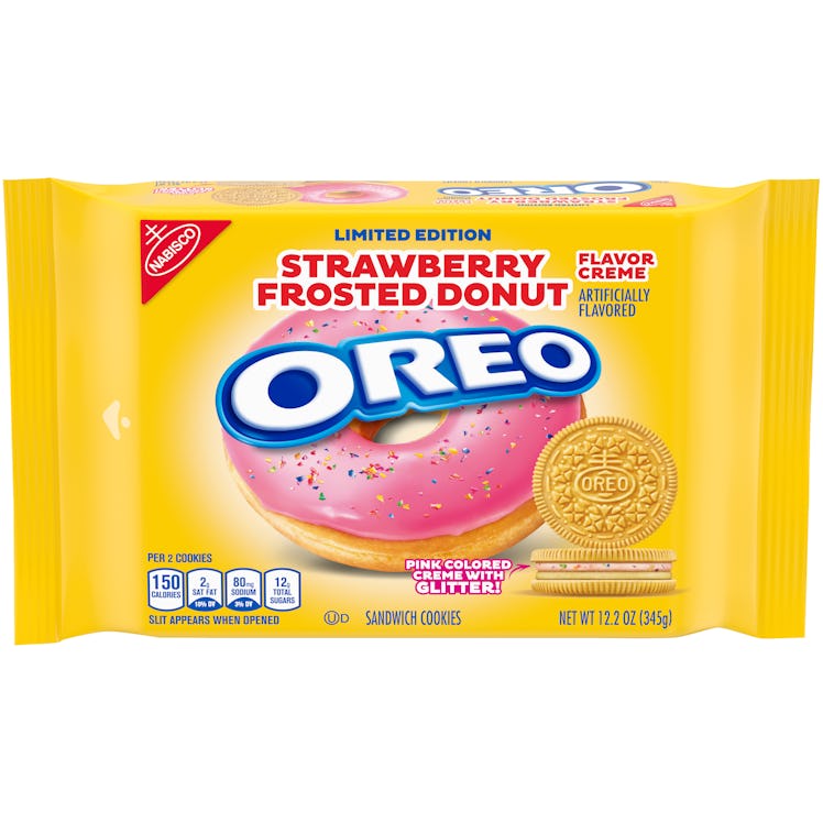 Oreo’s new Strawberry Frosted Donut flavor features two different flavored cremes.