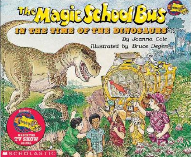 ‘The Magic School Bus In The Time of the Dinosaurs’ by Joanna Cole, illustrated by Bruce Degen is a ...