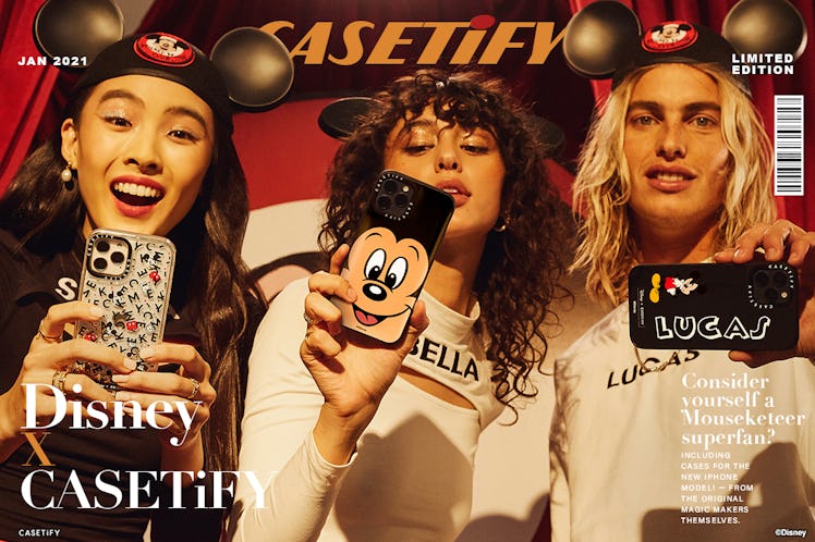 The Disney x CASETiFY collection includes old designs of Mickey Mouse paired with a modern phone cas...