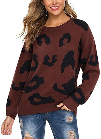 LAISHEN Leopard Print Sweater