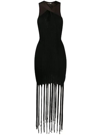 Halterneck fringed dress