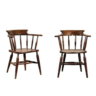 Pair of English Captains Armchairs, circa 1860, Marked