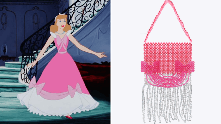 A Susan Alexandra pink bag is inspired by the pink gown Cinderella wears in the Disney movie.
