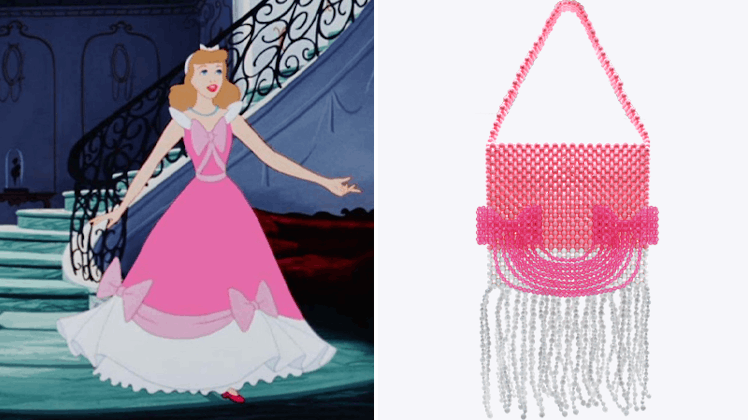 A Susan Alexandra pink bag is inspired by the pink gown Cinderella wears in the Disney movie. 