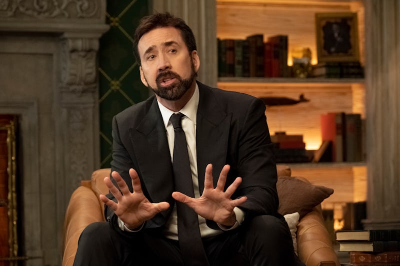 Nicolas Cage in 'History of Swear Words,' via the Netflix press site.