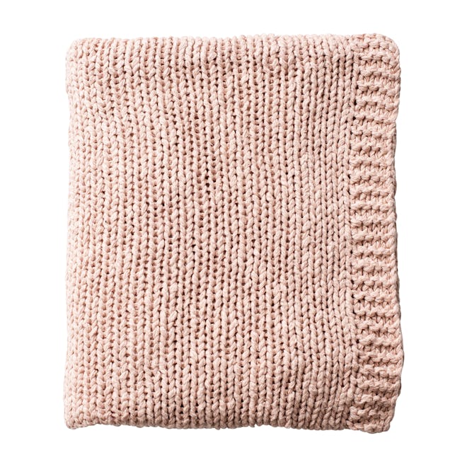 Slub Knit Throw Blanket - Blush