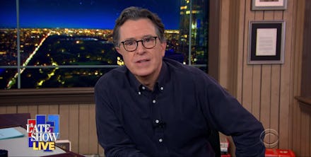 Stephen Colbert addresses the nation on last night's episode of the Late Show.